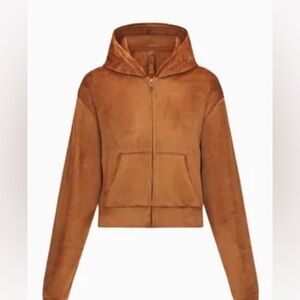 Skims Sienna Brown Velour Zip-Up Hoodie size XL